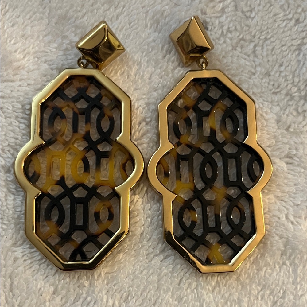 Tory Burch Gold and Black Statement Earrings